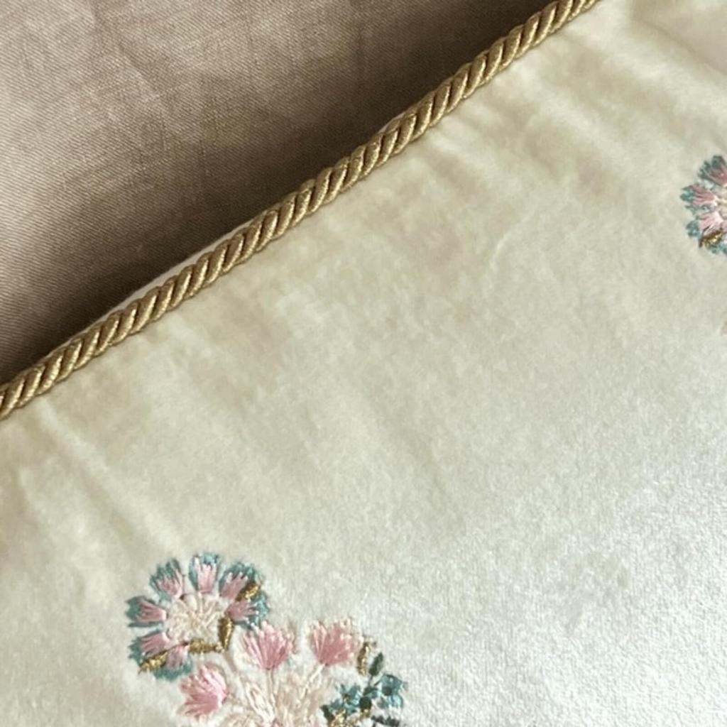 Vivienne Gold Flower Embroidery Rectangular Cushion with Filling (Vivienne) [30x50cm Cushion] 82100CU-GD