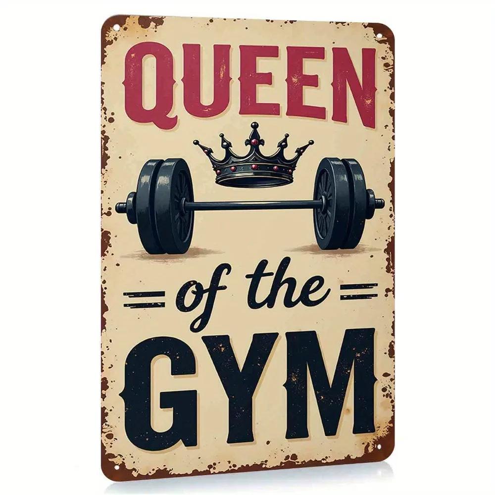 

Queen of the Gym Vintage Metal Sign 78x118 2D Flat Durable Decor Waterproof NoDrill GymGarage Wall Art Man Cave Gift 20x30cm