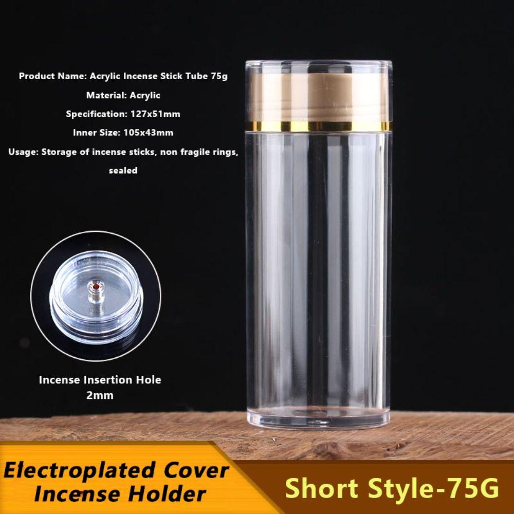 Portable Acrylic Incense Stick Tube Transparent with Detachable Airtight Lid Incense Holder Incense Storage Box