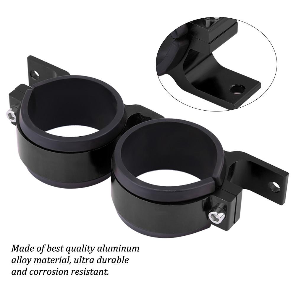 Aluminum Alloy 60mm Car Fuel Pump Mounting Bracket Dual Filter Clamp Cradle Black