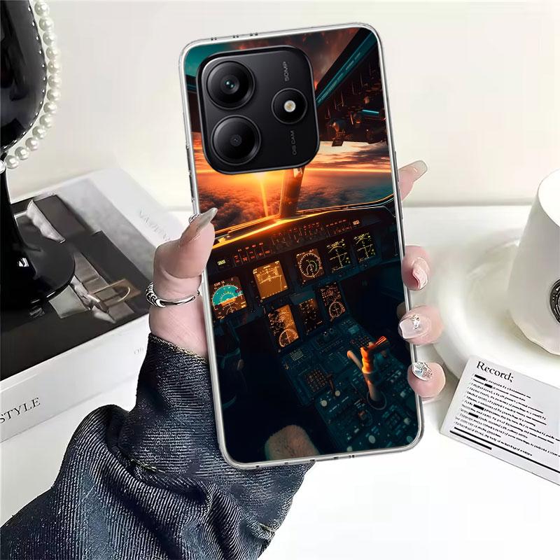 Aviation Aeroplane Pilot Cockpit Soft Phone Case For Xiaomi Redmi Note 15 14 14S 13 12 Pro Plus 12S 11 11S 11E 10 10S 11T 5G Fun