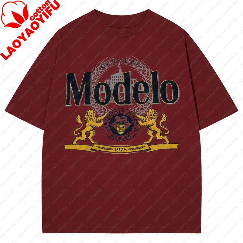 Mexiko Cerveceria Modelo T-Shirt Oktoberfest Bier Klassischer Retro-Stil Streetwear Bedruckte Grafik-T-Shirts Unisex Bier Cerveza Tee