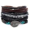 4Pcs Punk Multilayer Leather Bracelet Men's Women Wristband Bangle Jewelry Set Gifts for Women Girls Mother