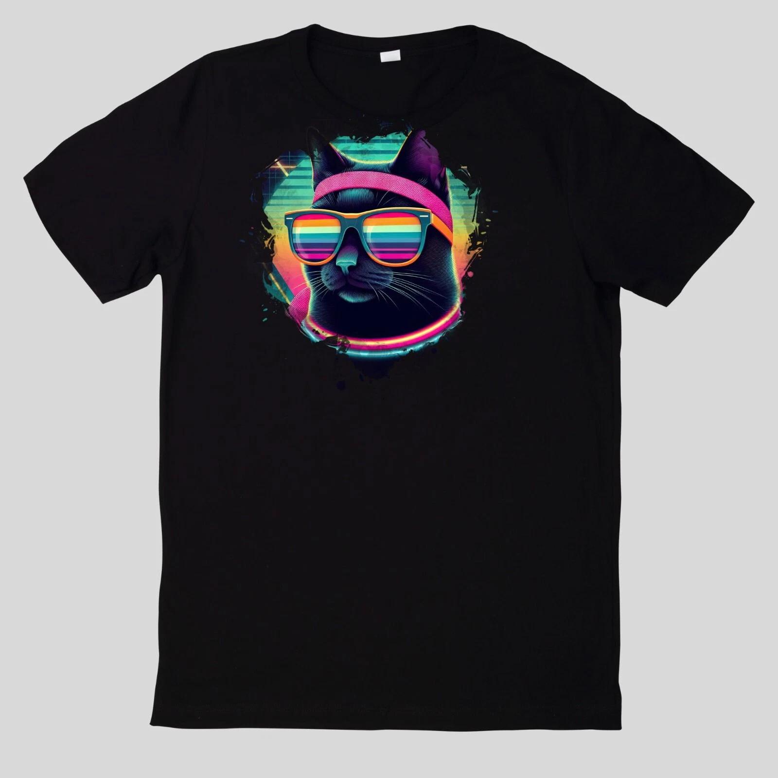 T-Shirt Aquarell Retro coole Katzen S