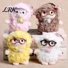 Decorative Lanyard Pendant Plush Sheep Doll for Bags And Keys, Soft Curly Stuffed Animal Keychain Aesthetic Gift with Bow Glasses Accessories,