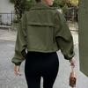 Women's Fashionable Color Long Sleeved Pocket Short Jacket With Zipper Windbreaker Jacket