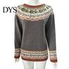 Comfortable Pullover Women Sweater Crew Neck Design Long Sleeve Patchwork Breathable Color Knitting Jumper Loose Fit Casual Knitwear Soft Knit Top