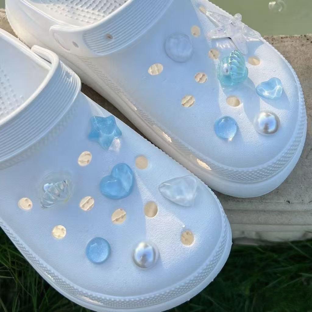 Translucent Blue Starfish Seashell Shoe Buckle Decoration
