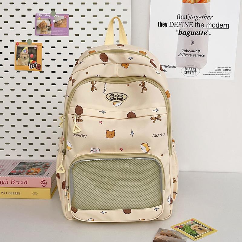 Cute Japanese transparent bag large capacity backpack female student schoolbag junior high school high school student high value backpack