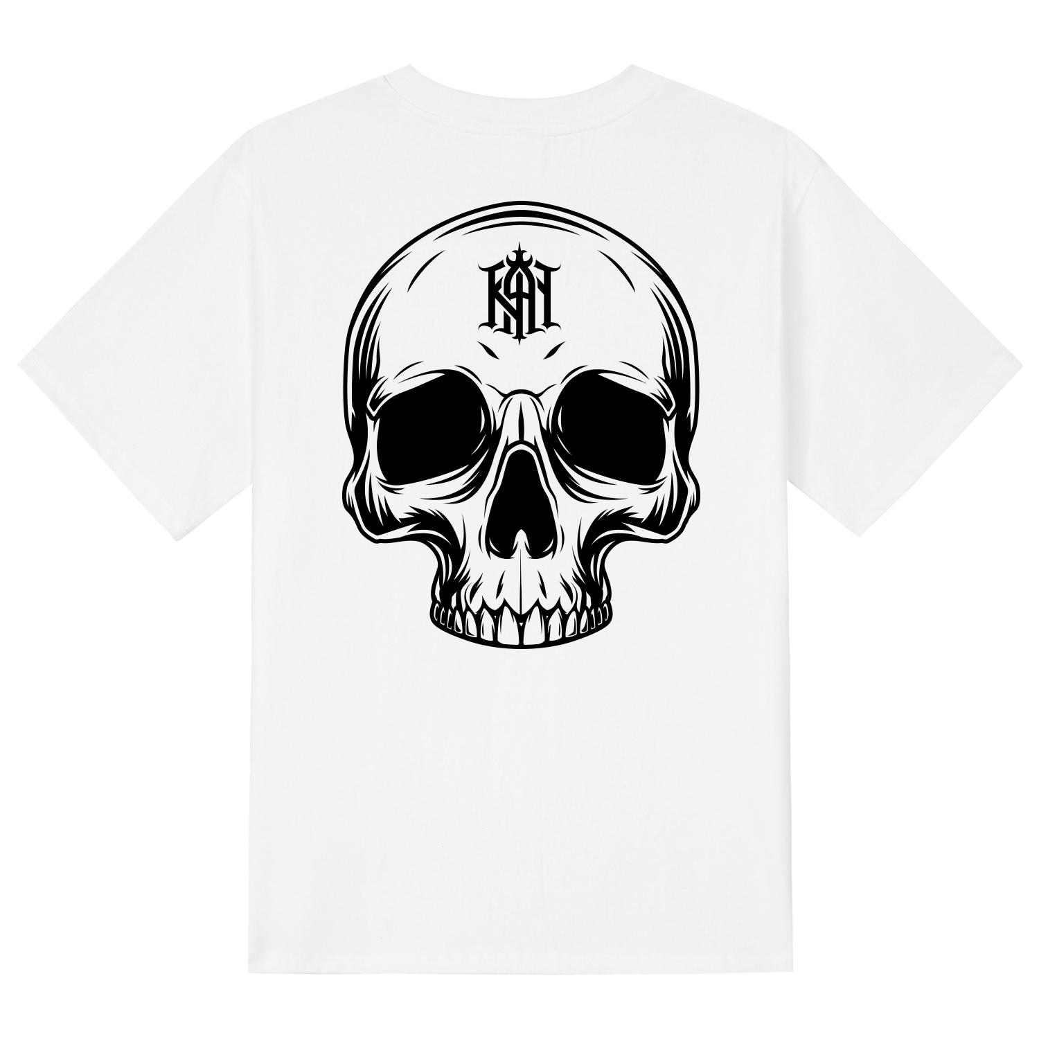 Khan 6312 Ktw0180 Custom Skull Short Sleeve T-Shirt - White White/L