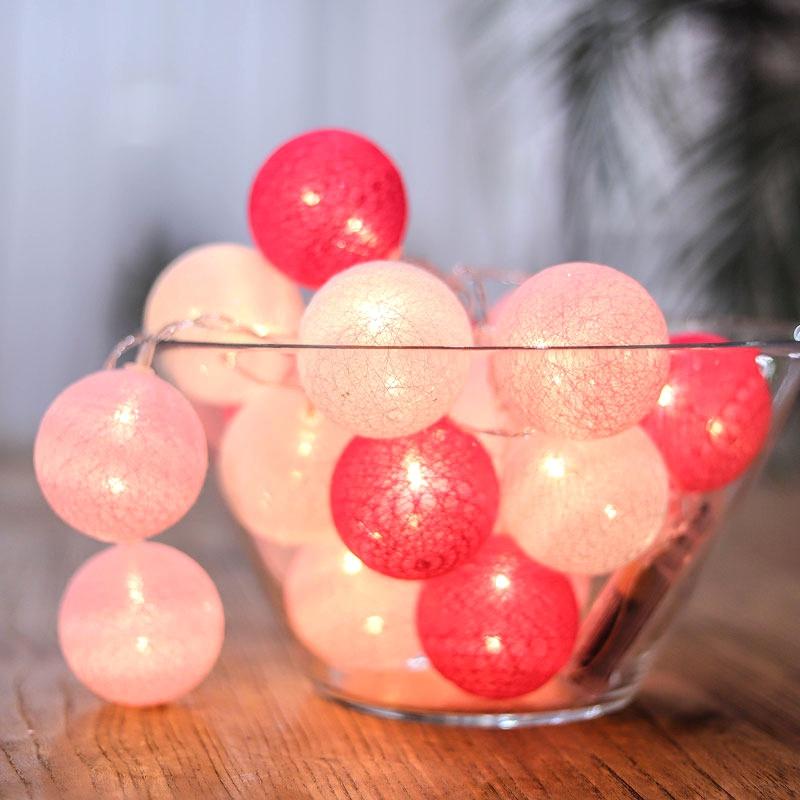 Xiaomi 10/20LED Cotton Balls String Lights Garland Fairy Light Christmas Decorations for Home Room Outdoor Wedding Garden Patio Lights