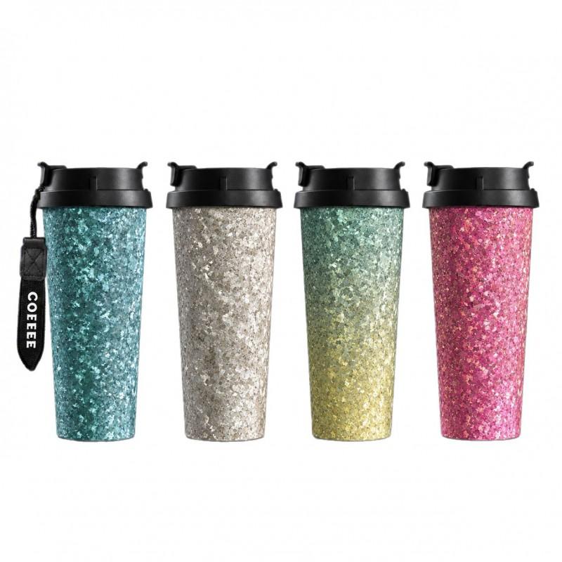 Titanium Insulated Travel Mug 500ml Double-Use Straw Lid Coffee Cup Men Women Office Outdoor