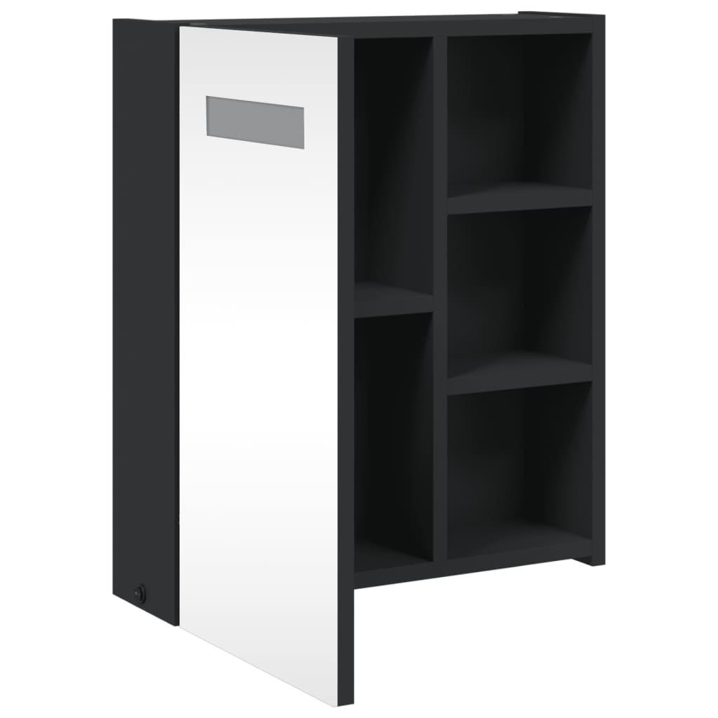 LED Lighted Mirror Cabinet Black 45 x 13 x 52 cm