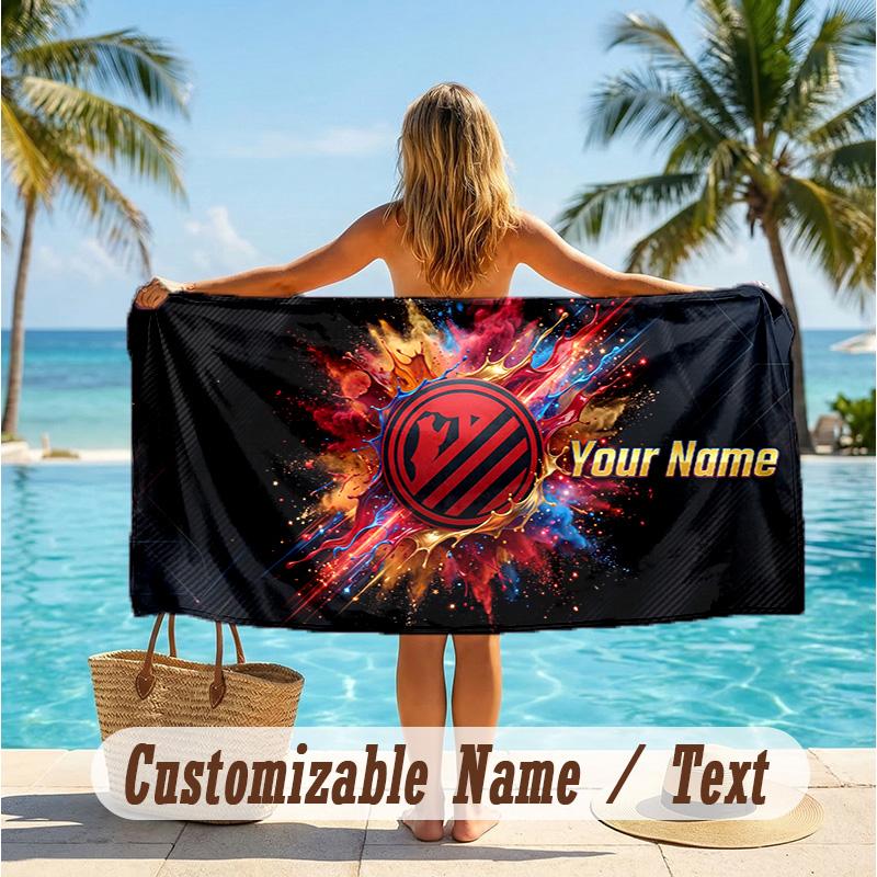 Custom Text Beach Towel, Soft Absorbent Swimming Multi-use TowelAtletico Madrid FC