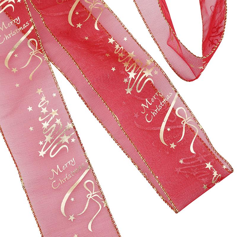 Printed Christmas Tree Ribbon Christmas Decoration for Tree New Year Party Hanging Belt