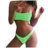 Women Casual Fashion Solid Color Two Piece Swimsuit Bikini Set Stretch Fabric Adjustable Straps Summer Beachwear Swimwear