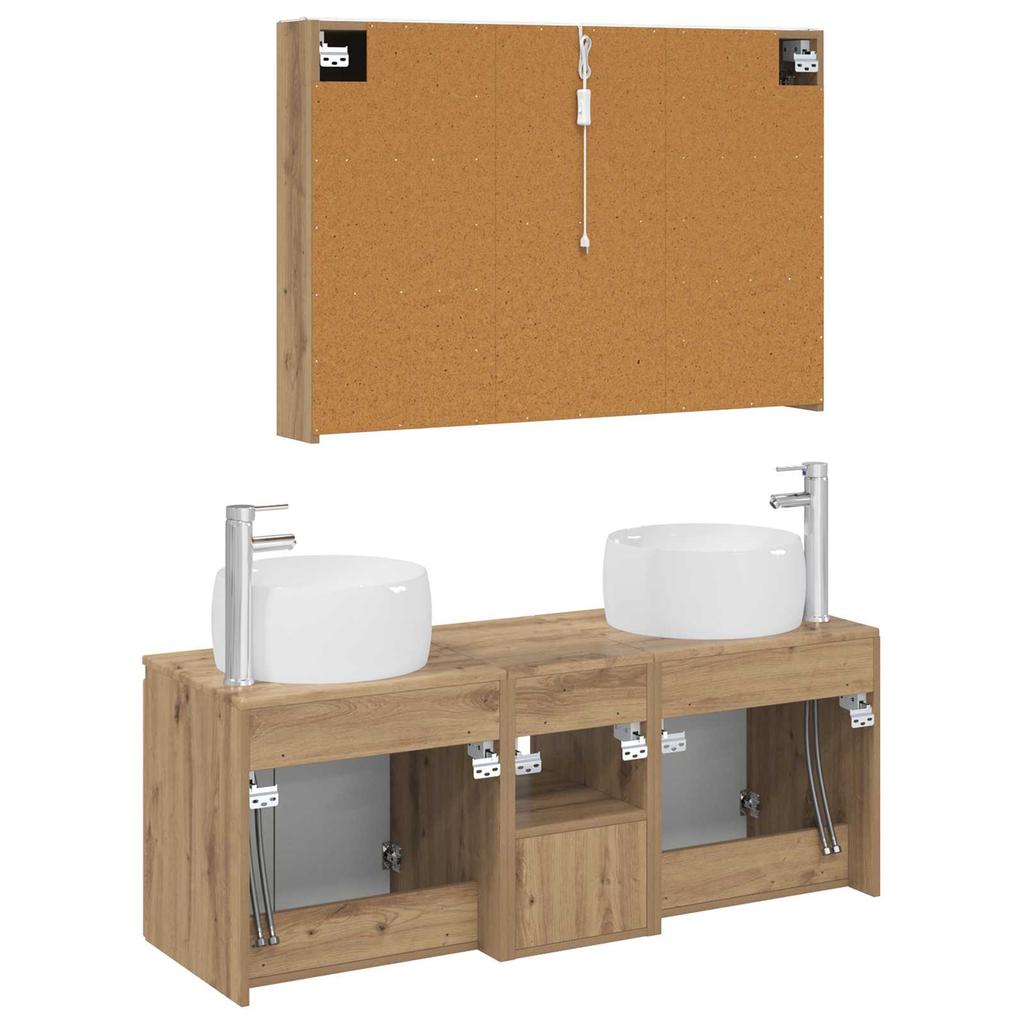 Bathroom Cabinet Set 4 pcs Artisan Oak Wood Based Material