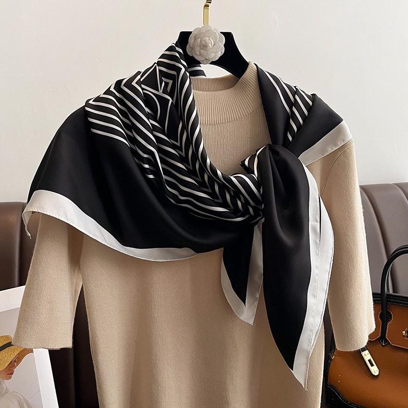 

Роскошный квадратный шелковый шарф 2024 для женщин 90*90 Хиджаб Резинки для волос Шейный платок Женская атласная шаль Лента Повязка на голову Модные обертывания 90X90CM