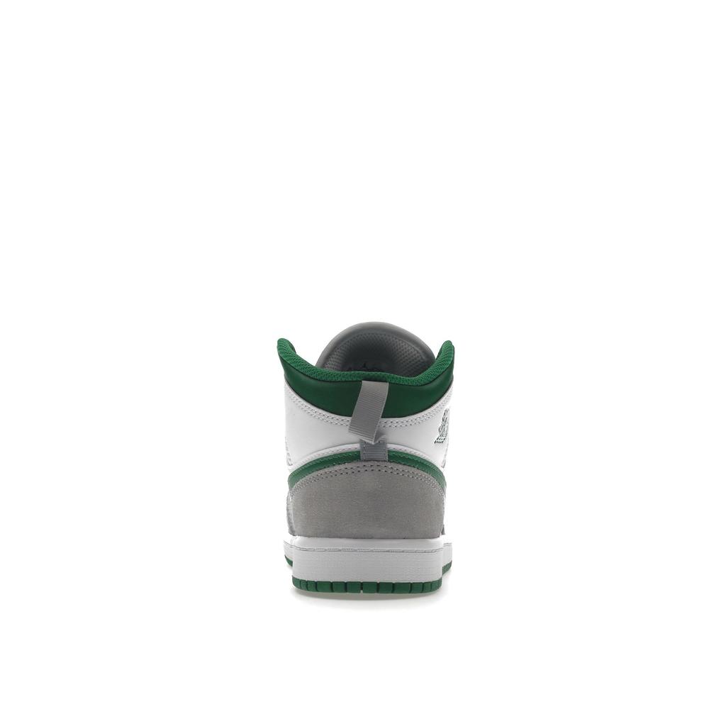 Air Jordan 1 Mid SE PS Grey Pine Green Kids Sneakers White Light-Smoke-Grey DC7249-103