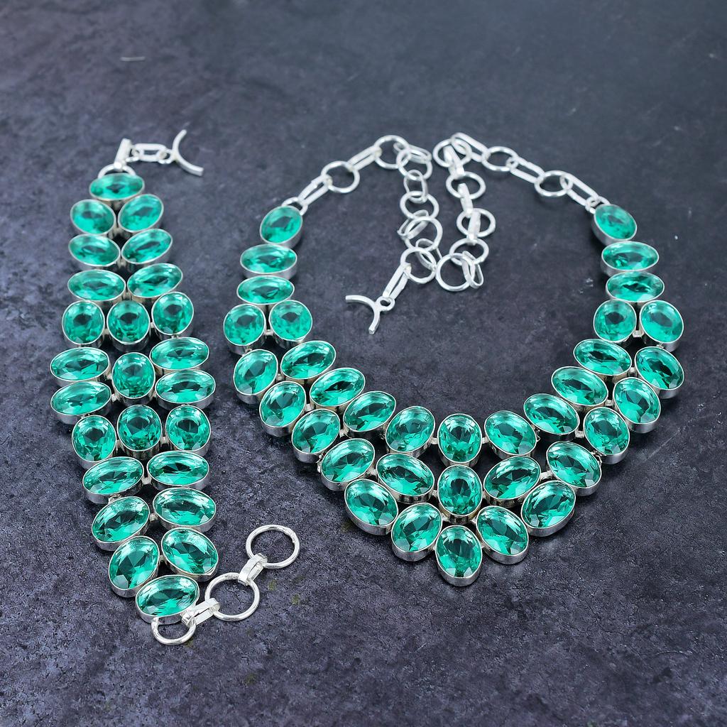 Indicolite Tourmaline Handmade 925 Sterling Silver Jewelry Set A0P46