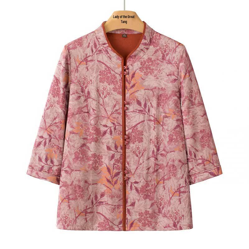 YUZHAOLIN Women s Mid-Aged Spring/Summer 3/4 Sleeve Cardigan Shirt XL