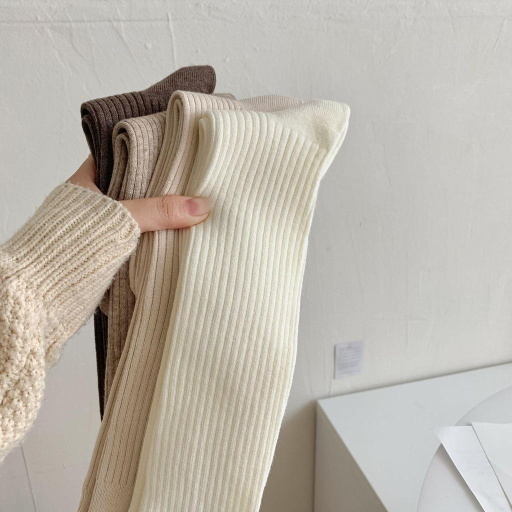 Soft Wool Cashmere Knee-High Scrunch Socks: Thick, Warm, Solid Color, Autumn/Winter Over-the-Knee Comfort