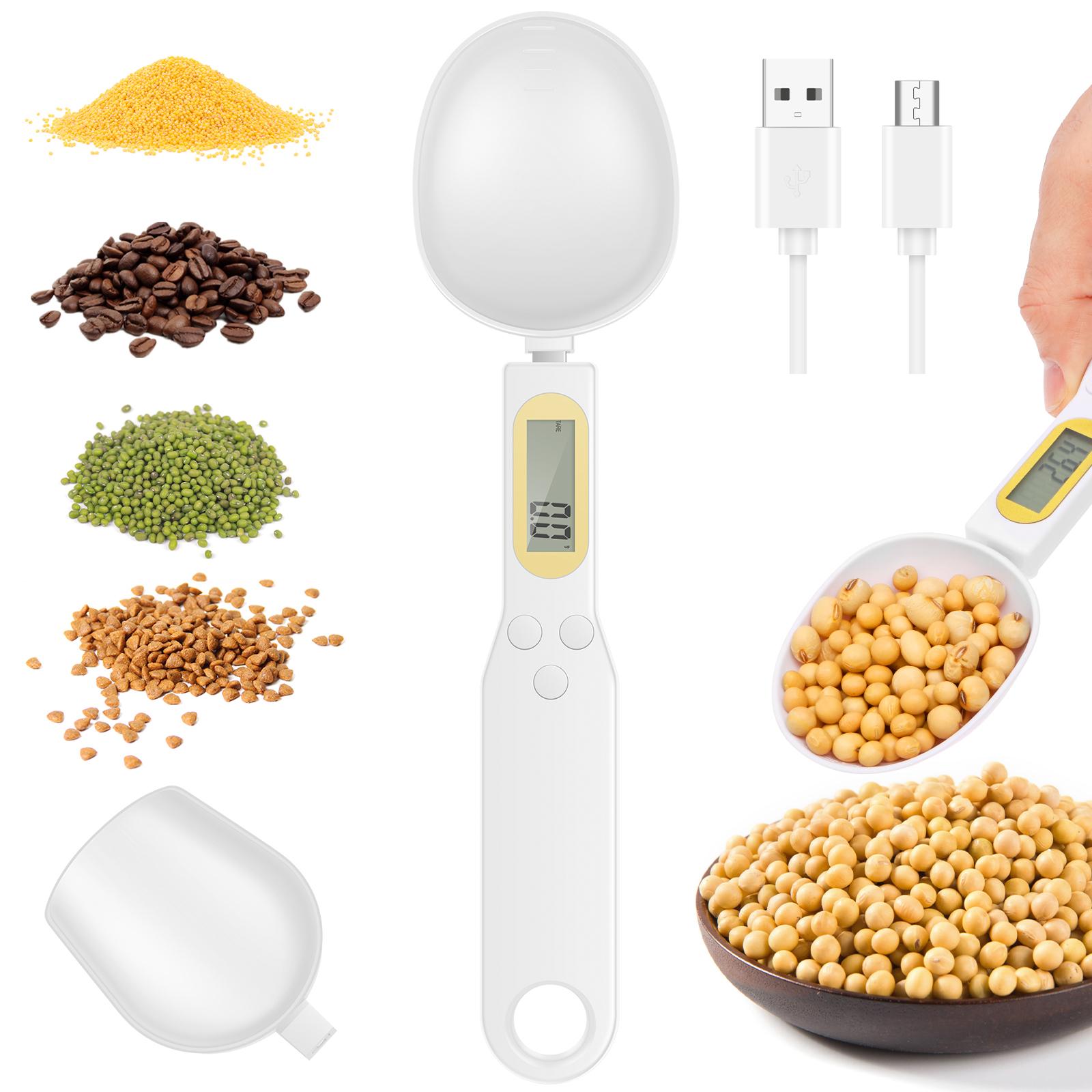 LCD Digital Spoon Scale 500g/0.1g High Precision Electronic Measuring Spoon with 2 Replaceable Spoon Heads Kitchen Gadgets