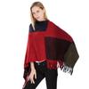 Factory Wholesale Large Plaid Color Matching Knitted Warm Shawl European and American Autumn and Winter New Imitation Cashmere Tassel Pullover Cloak