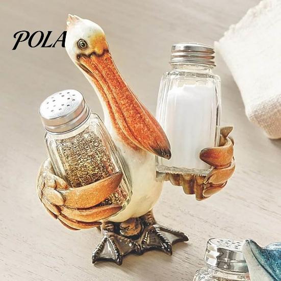 Storage Rack Creative Animal Condiment Holder, Resin Kitchen Organizer for 2 Spice Cartoon Style Jars, Cute Flamingo Pelican Dolphin Octopus