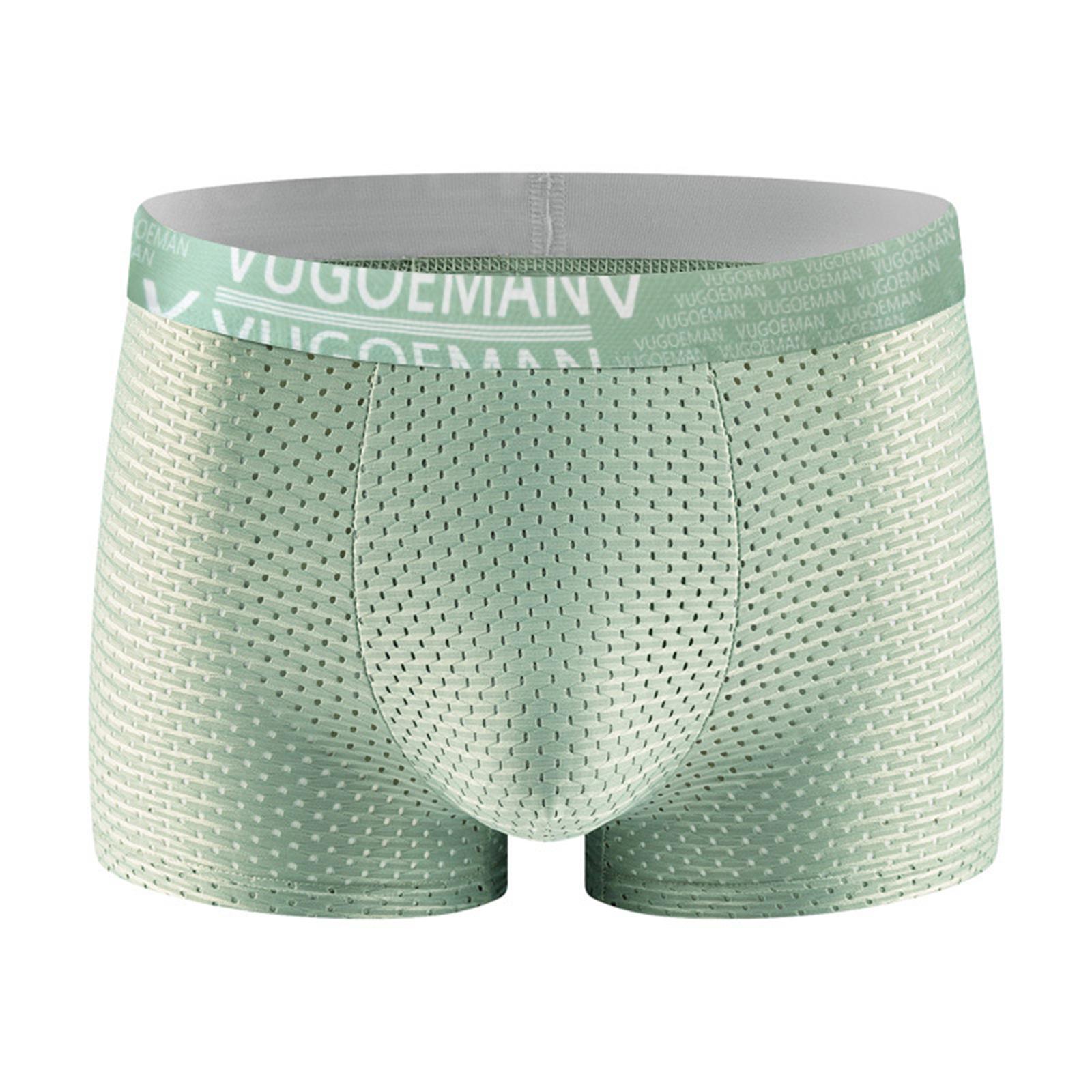 

Men s Underwear With Mesh, Comfortable And Breathable Mid Waist Four Corner Pants XXL зелёный