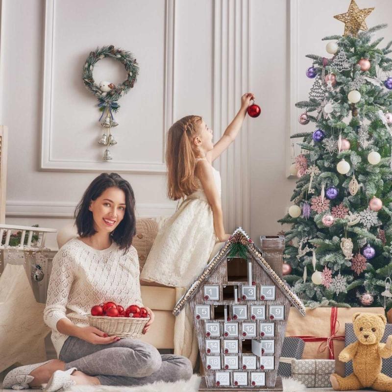 Christmas Countdown Calendar 25 Days Countdown Calendar Desk Ornament with 25 Present Box for Adult Kid Home Decoration