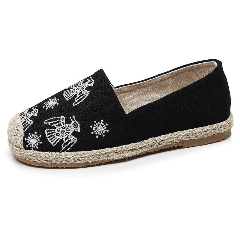 Весенние и летние повседневные женские туфли низкие туфли из ткани с вышивкой по льняному краю свежие и дышащие прошитые туфли для рыбалки 35 2457₽