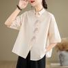 DIMANAF Summer 2026 Women Plus Size New Blouse Shirt Short Sleeve Casual Loose Lady Tops Shirts Cotton Print