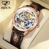 JINSHIDUN New Business and Leisure Men's Watch Fully Automatic Mechanical Watch Perspective Hollow Dial High-end Watch