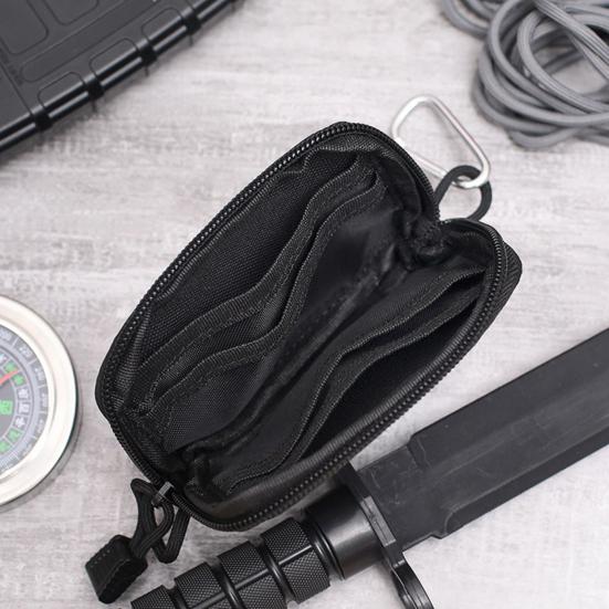 Portable Waist Bag with Clear Card Holder Waterproof Multifunction Hanging EDC Tools Coin Keys Storage Pouch Outdoor Camping Hiking Accessories