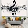 2D Abstract Music Art Tapestry, Treble Clef and Staff Design
