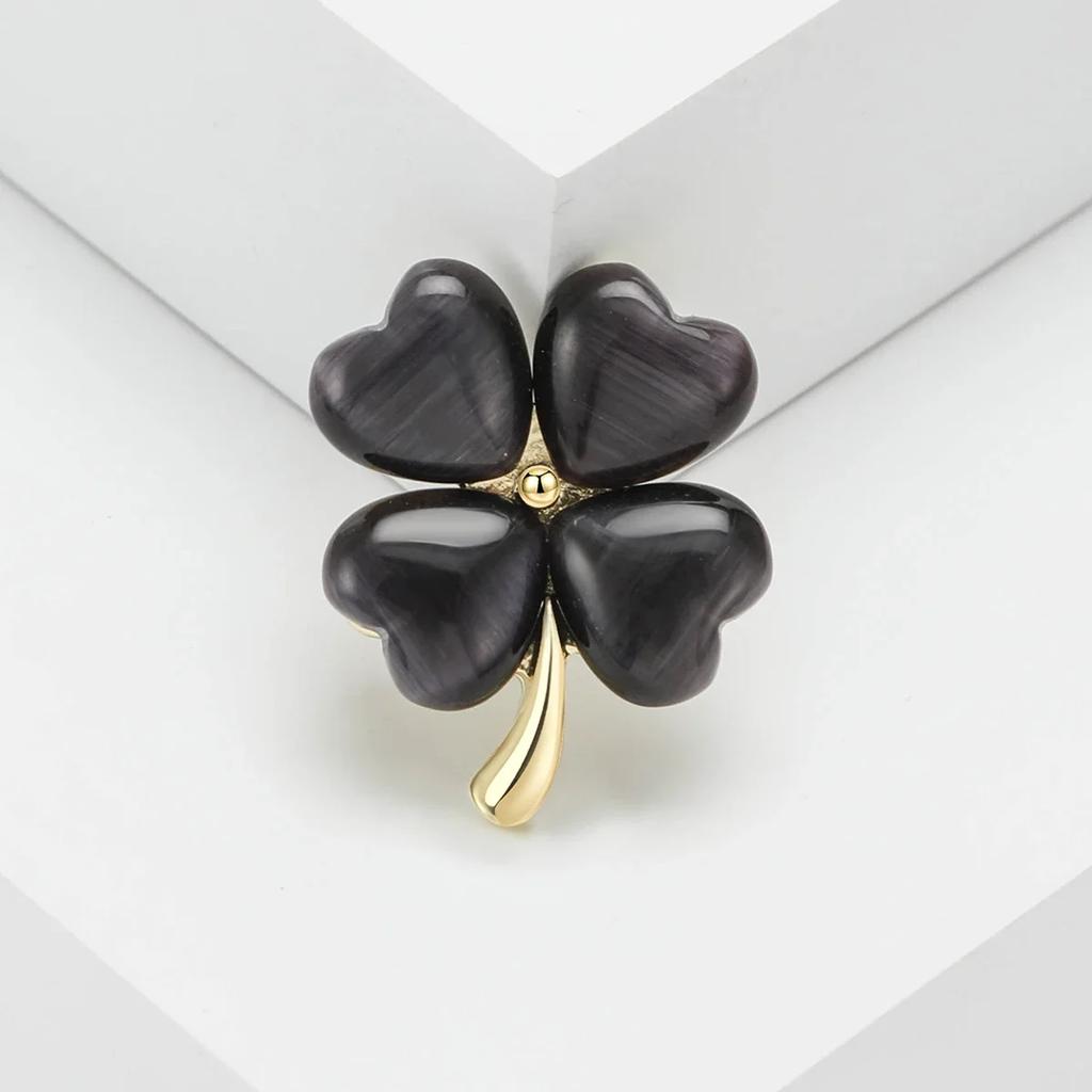 Enamel Four Clover Brooches for Women Unisex Rhinestone Botanical Pins Event Party Gifts Backpack Decoration Clothes Accessories