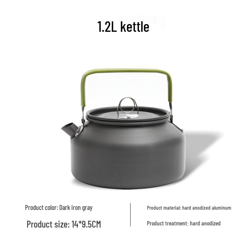 1.2L Anodized Aluminum Outdoor Kettle - Portable Teapot for Camping, Picnic & Fishing
