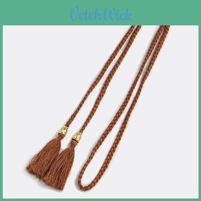 Cinturón de Cintura de Cuerda de Algodón Boho con Borlas de Concha Para Moda de Festival Bohemio