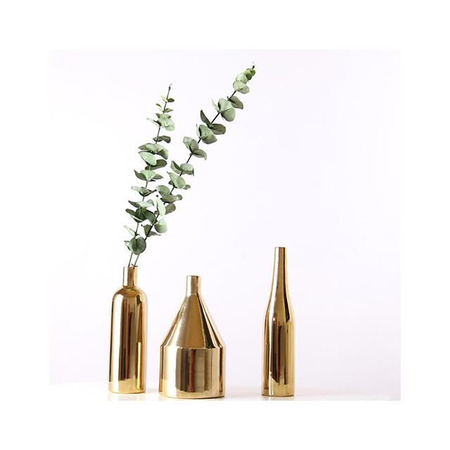 Hot Sale Gold Ceramic Tabletop Vase Modern Minimalist Style Flower Vase for Home Decoration