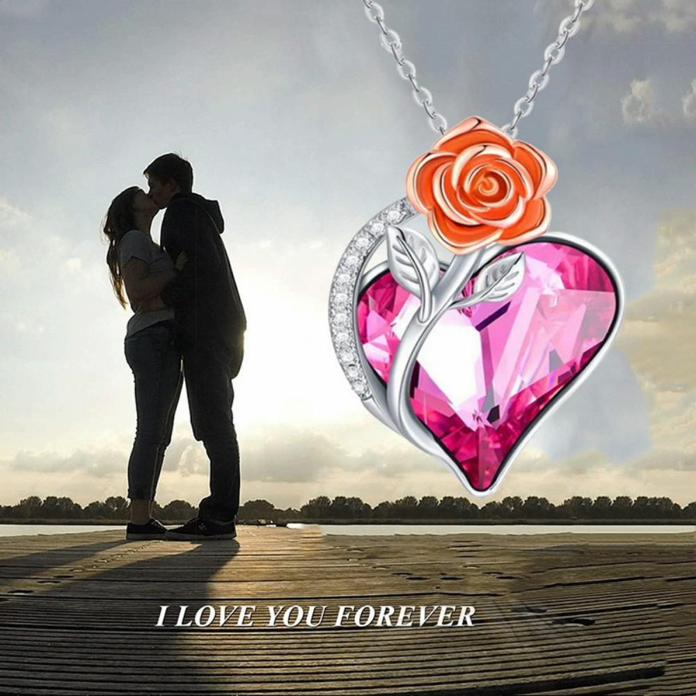 Κρεμαστό κολιέ ζιργκόν τριαντάφυλλο σε σχήμα καρδιάς Δώρο γυναικείο κόσμημα