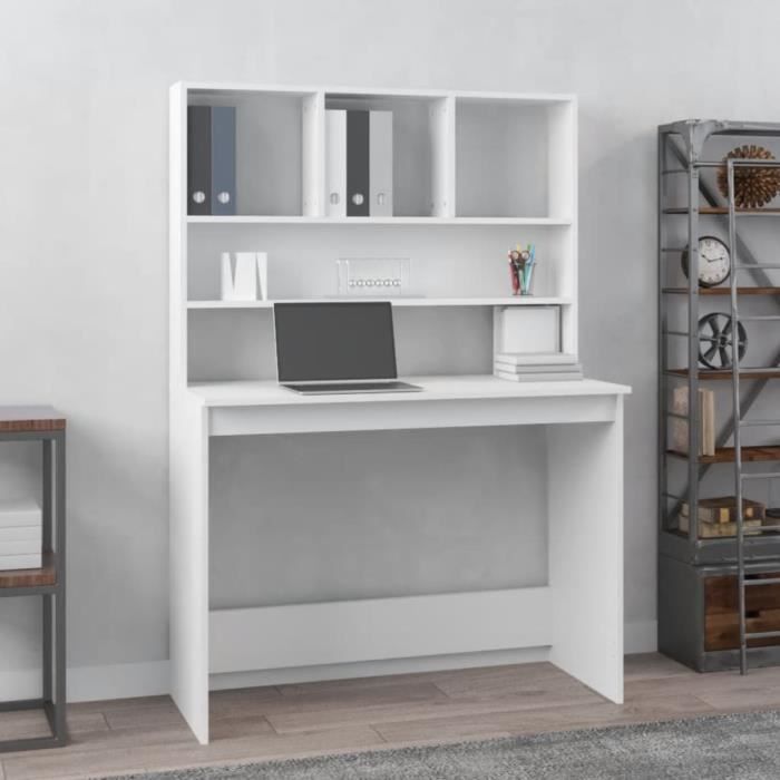 VidaXL Bureau avec étagères Blanc 102x45x148 cm Bois d'ingénierie 823000