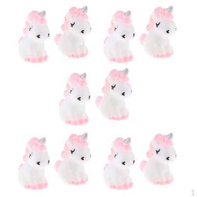 10 Stück Mini-Harz, niedliche Einhorn-Statuen, Miniatur-Feengarten-Ornamente, Weihnachtsgeschenke für Kinder