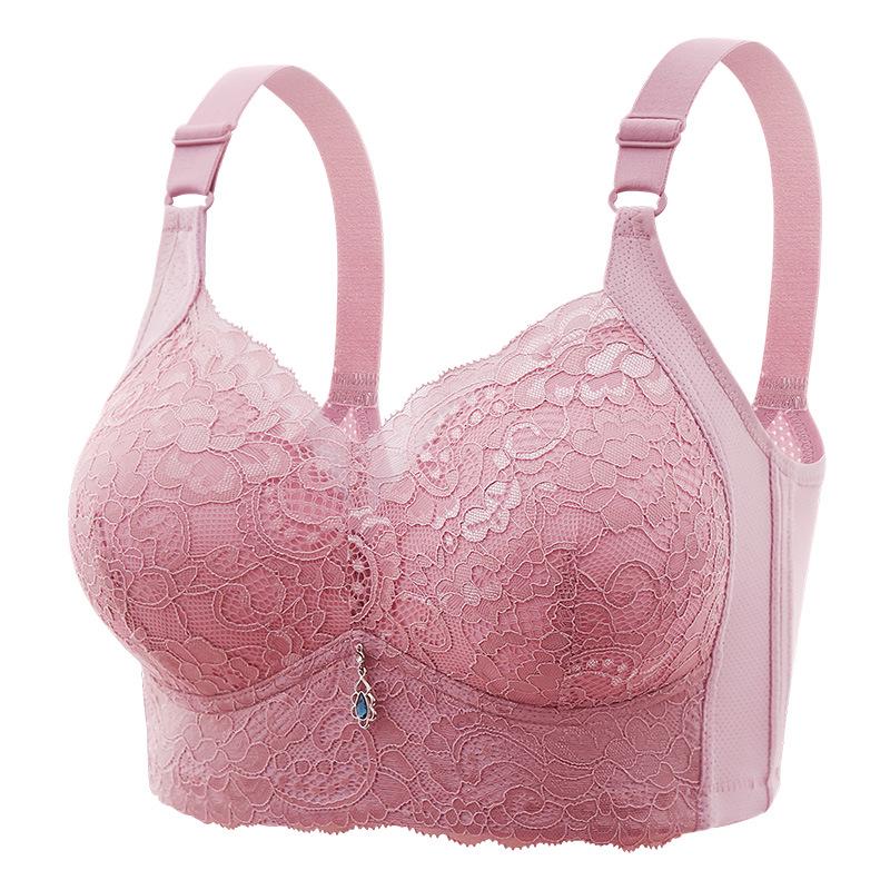 2024 Lace Floral Wire-Free Plus Size Bra with Sponge Cups