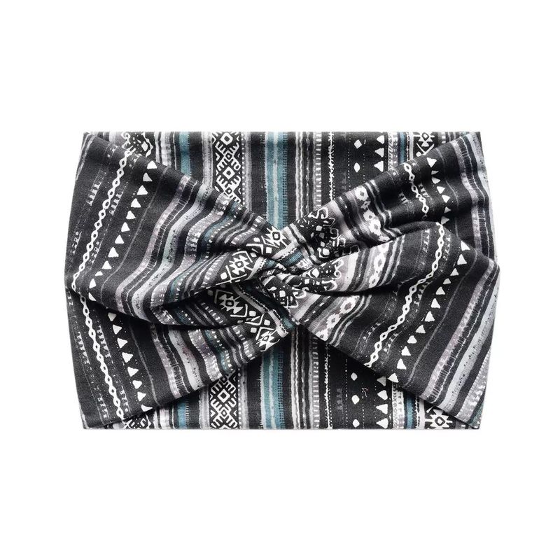 European and American Bohemian Elastic Cross Headband with Paisley Pattern and Knotted Design