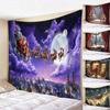 Weihnachts-Haustürkranz Geschenk-Wandteppich, Winterliches Schneehaus Weihnachtsbaum Wandbehang, Weihnachtsmann Rentierschlitten Druck Wandteppich für Schlafzimmer Heimdekoration