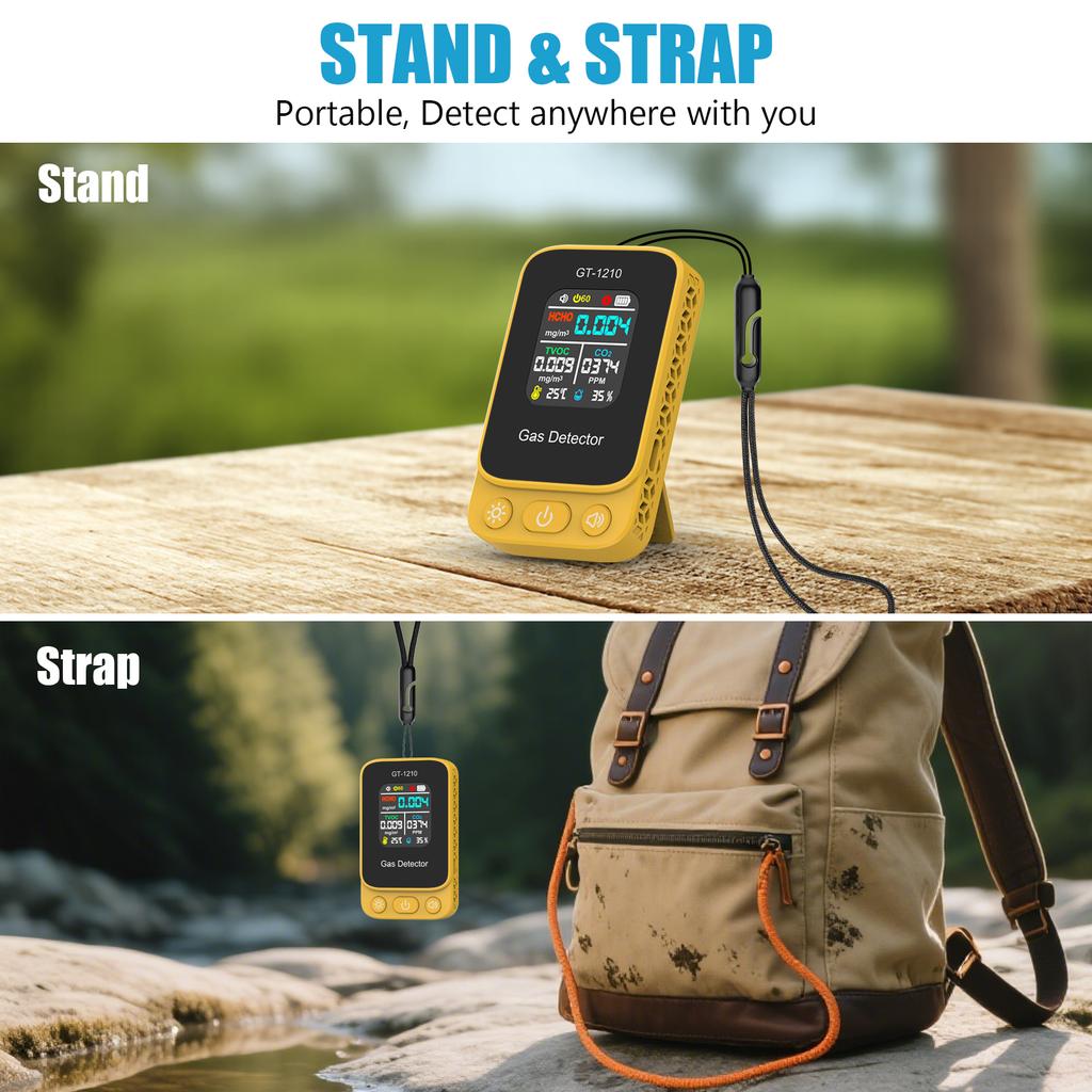 Mini 5 In 1 Air Quality Monitor CO2 HCHO TVOC Tester Temperature Humidity Meter Carbon Dioxide Detector For Indoor and Travel
