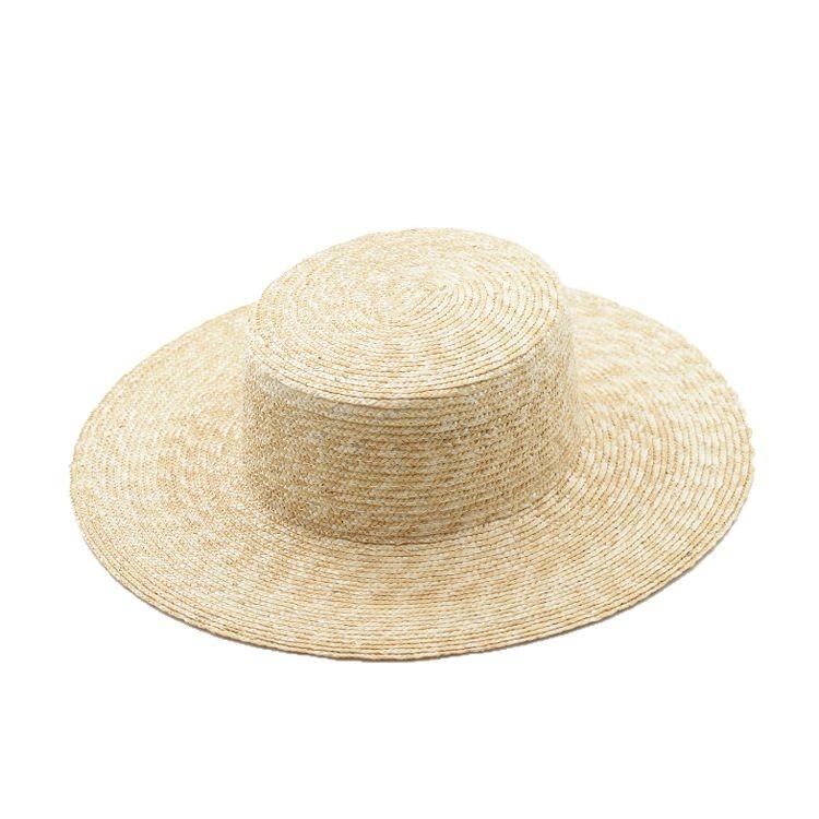 European and American classic fashion casual detailed straw grass big eaves flat top straw straw hat outdoor beach sun protection hat