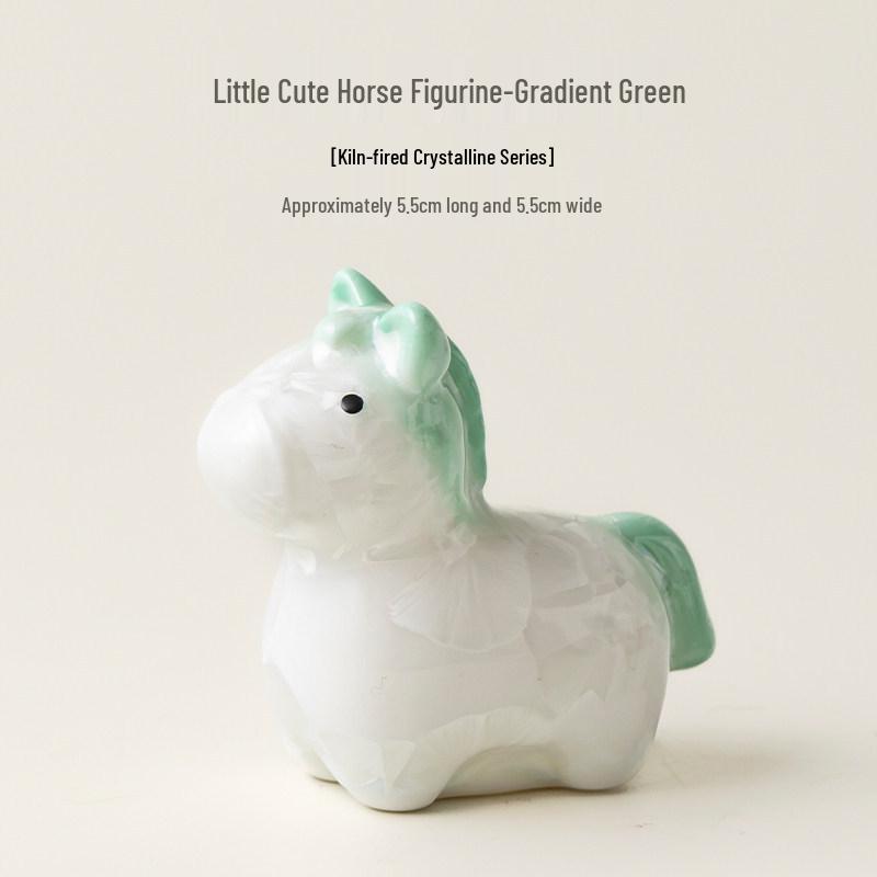 Crystalline Glazed Ceramic Horse Spinner Toy Ornament for Desktop and Car Decoration