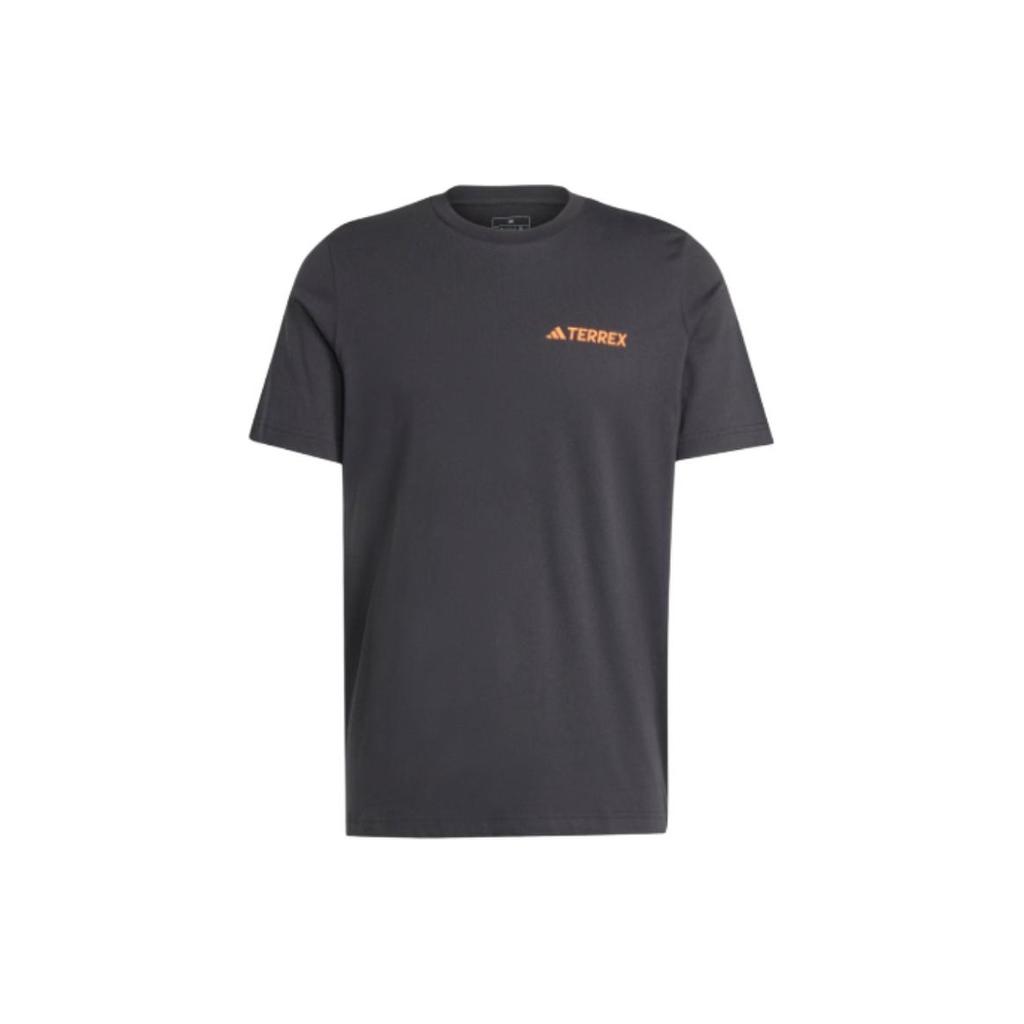 Adidas Graphic T-Shirt Outdoor Print Short Sleeve Men Tops Black IZ0466